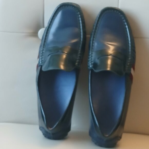 BALLY navy blue leather loafers Size 9.5 US - Picture 1 of 8